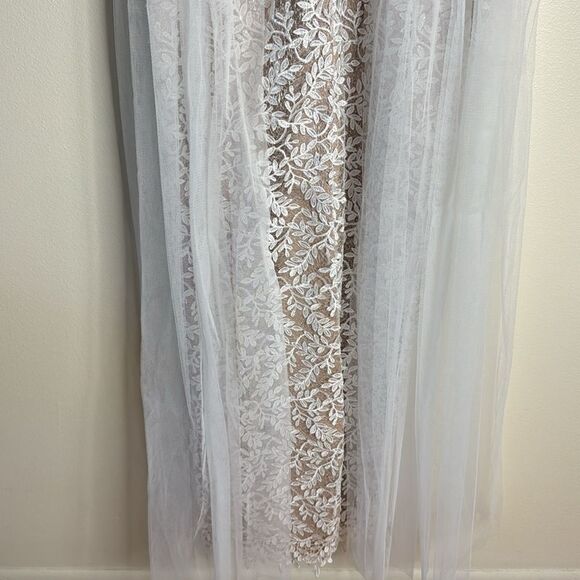 Aidan Mattox tulle-paneled guipure lace gown Prom Dress bride bridal size 6 - Picture 5 of 13